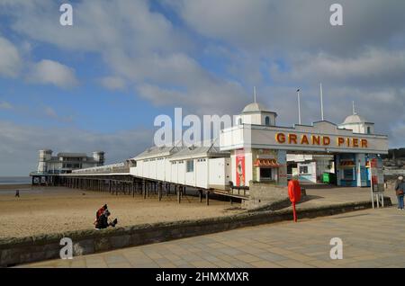 Grand Pier à Weston-super-Mare, Somerset, Royaume-Uni, en janvier 2022. Banque D'Images