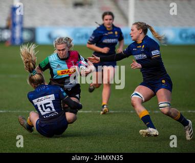 Harlequins Women contre Worcester Warriors Women's Allianz Premier 15s London, Angleterre février 12th 2022: Rosie Galligan of Harlequins en action entre Harlequins Women contre Worcester Warriors à Twickenham Stoop . Score final: Harlequins Rugby 42 : 15 Worcester Warriors Banque D'Images