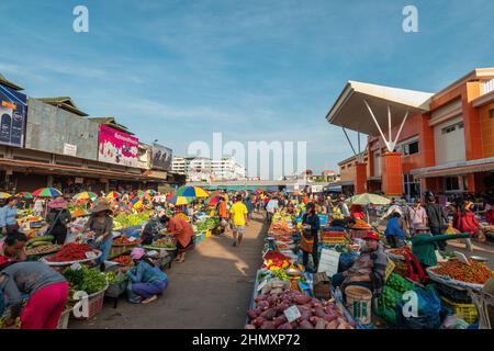 Vientiane, Laos - 15 octobre 2018 : vue d'ensemble de la ville de Talat Sao (marché du matin) Banque D'Images