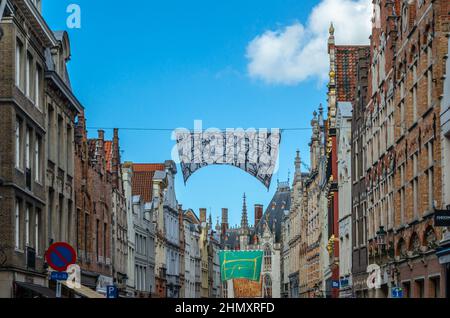 BRUGES, BELGIQUE - 18 AOÛT 2013 : paysage urbain, architecture à Bruges, Flandre, Belgique Banque D'Images