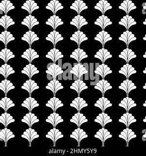 Motif fleuri noir et blanc sans couture Illustration de Vecteur