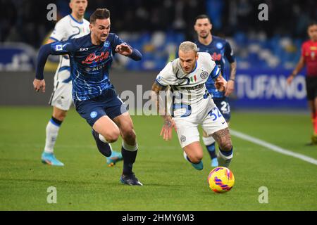 Naples, Italie. 12th févr. 2022. Piotr Zieli?ski la série A entre SSC Napoli - FC Inter. Au Stadio Diego Armando Maradona score final: (Photo par Agostino Gemito/Pacific Press) crédit: Pacific Press Media production Corp./Alamony Live News Banque D'Images