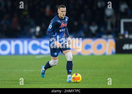 Piotr Zielinski, milieu de terrain polonais de SSC Napoli, contrôle le ballon pendant le match de football de la série A entre SSC Napoli et Inter. Napoli Inter Draw 1-1. Banque D'Images