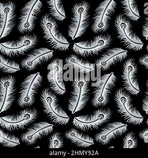 Motif Art déco Gatsby en plumes argentées Illustration de Vecteur