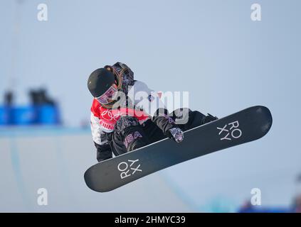 Zhangjiakou, Chine, Jeux olympiques d'hiver de 2022, 10 février 2022 : Chloe Kim des États-Unis pendant la neige, demi-pipe, au parc des neiges de Zhangjiakou. Prix Kim/CSM. Banque D'Images