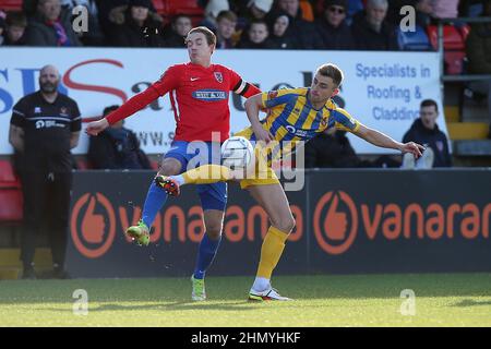 Will Wright de Dagenham et Redbridge et Glen Taylor de Spennymoor pendant Dagenham & Redbridge vs Spennymoor Town, Buildbase FA Trophy football au Th Banque D'Images