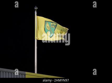 Norwich, Royaume-Uni. 12th févr. 2022. Un drapeau de la ville de Norwich à la ville de Norwich et Manchester City, match de la première ligue anglaise, à Carrow Road, Norwich. Crédit : Paul Marriott/Alay Live News Banque D'Images