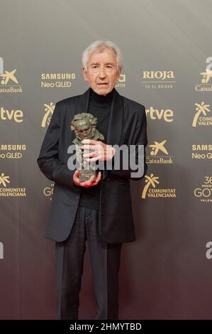 Valence, Espagne. 12th février 2022. L'acteur Jose Sacrisistan dans la salle de presse lors des Prix annuels du film Goya 36th à Valence le samedi 12 février 2022. Credit: CORMON PRESSE/Alamy Live News Banque D'Images