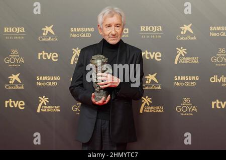 Valence, Espagne. 12th février 2022. L'acteur Jose Sacrisistan dans la salle de presse lors des Prix annuels du film Goya 36th à Valence le samedi 12 février 2022. Credit: CORMON PRESSE/Alamy Live News Banque D'Images