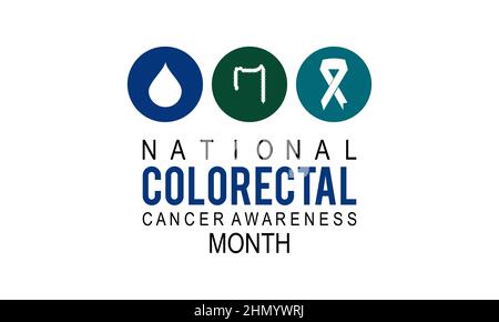 Mois de la sensibilisation au cancer colorectal. Modèle vectoriel pour bannière, carte, affiche, contexte. Illustration de Vecteur