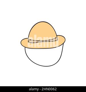 Chapeau de voyage en forme de doodle dessiné à la main. Icône de chapeau de seau simple sur blanc Illustration de Vecteur