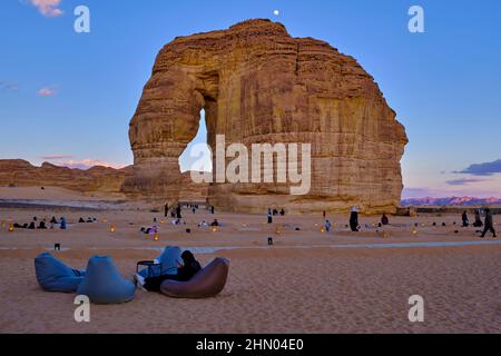 Arabie Saoudite, région d'Al Madinah, Alula ou Al Ula, Elephant rock, site touristique Banque D'Images