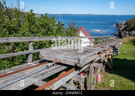 Station de lumière de l'île Seguin, côte du Maine Banque D'Images