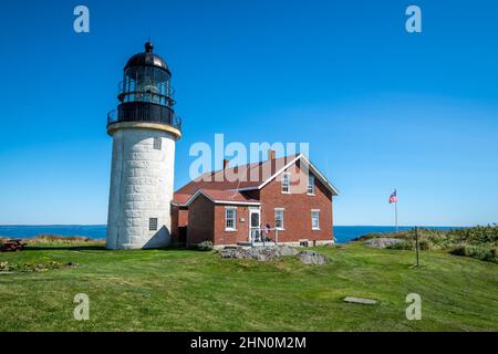 Station de lumière de l'île Seguin, côte du Maine Banque D'Images