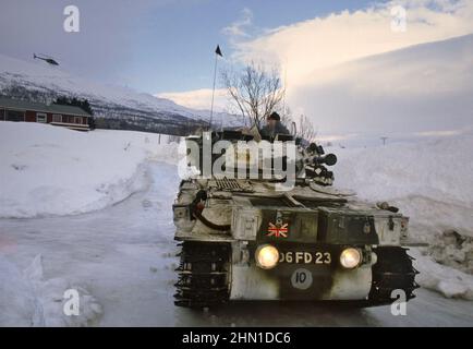 - Armée Royale, char de renaissance légère 'Scimitar' pendant les exercices de l'OTAN en Norvège - Armée Royale, carro armato leggero da ricognizione 'Scimitar' durante esercitazioni OTAN en Norvegia Banque D'Images