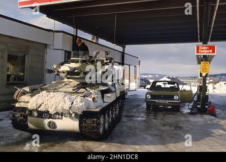 - Armée Royale, char de renaissance légère 'Scimitar' pendant les exercices de l'OTAN en Norvège - Armée Royale, carro armato leggero da ricognizione 'Scimitar' durante esercitazioni OTAN en Norvegia Banque D'Images