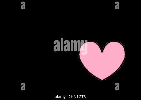Coeur rose sur fond noir. Copier l'espace. Banque D'Images