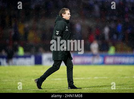 Brett Hodgson, entraîneur-chef du FC Hull, après le match de la Super League de Betfred au stade de soutien de Bebe Well, Wakefield. Date de la photo: Dimanche 13 février 2022. Banque D'Images