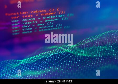 Illustration de programmation abstraite. Concept de sécurité des données de la technologie Cloud. Technologie Internet à code binaire. Réseau cloud et technologie d'entreprise. Banque D'Images