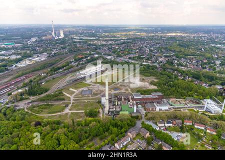 Vue aérienne, chantier nouvelle branche de bâtiment Stadler Schienfahrzeuge, ancien site minier général Blumenthal, ancienne centrale électrique de la société uniper Shamrock, Banque D'Images