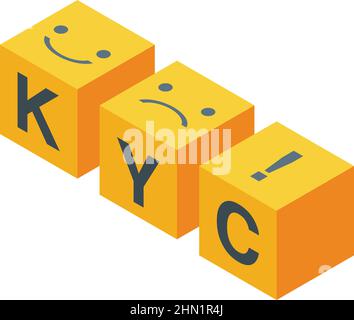 Vecteur isométrique de l'icône du document KYC. Client connu. Traiter l'argent Illustration de Vecteur