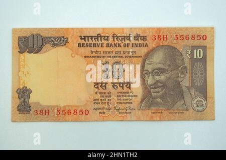 Dix (10) roupies, roupie indienne (INR), Inde, Asie Banque D'Images