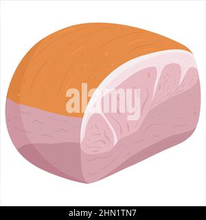 Illustration de dessin animé avec jambon de viande. Graphique vectoriel dessiné à la main. Art isolé de la nourriture unique Illustration de Vecteur