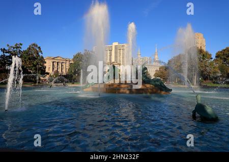 The Swann Memorial Fountain aka Fountain of the Three Rivers in Logan Square.Philadelphia.Pennsylvania.USA Stock Photo