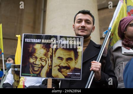 Londres, Royaume-Uni. 13 février 2021. La marche pour la liberté pour Ocalan est un prisonnier politique kurde de 23 ans en Turquie. Les manifestants exigent la liberté d'Abdullah Öcalan emprisonné illégalement en Turquie. Crédit : Picture Capital/Alamy Live News Banque D'Images