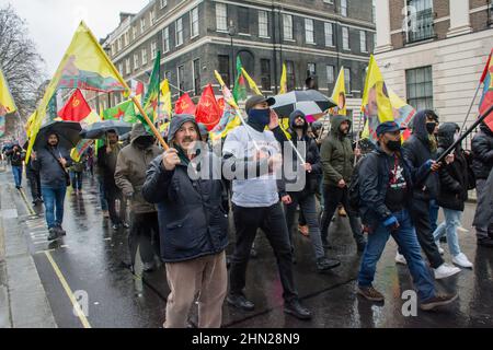 Londres, Royaume-Uni. 13 février 2021. La marche pour la liberté pour Ocalan est un prisonnier politique kurde de 23 ans en Turquie. Les manifestants exigent la liberté d'Abdullah Öcalan emprisonné illégalement en Turquie. Crédit : Picture Capital/Alamy Live News Banque D'Images