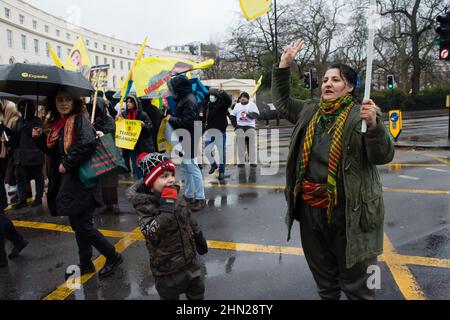 Londres, Royaume-Uni. 13 février 2021. La marche pour la liberté pour Ocalan est un prisonnier politique kurde de 23 ans en Turquie. Les manifestants exigent la liberté d'Abdullah Öcalan emprisonné illégalement en Turquie. Crédit : Picture Capital/Alamy Live News Banque D'Images