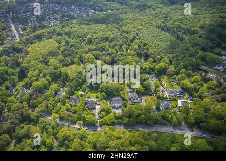 Vue aérienne, villa en forêt, Boich - est, Mülheim an der Ruhr, région de la Ruhr, Rhénanie-du-Nord-Westphalie, Allemagne, DE, Europe, photographie aérienne, aer Banque D'Images