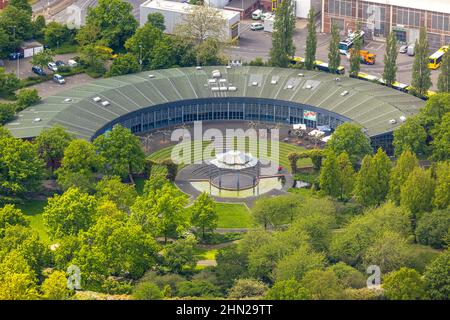 Vue aérienne, roundhouse dans le parc du château de Broich, Broich - est, Mülheim an der Ruhr, région de la Ruhr, Rhénanie-du-Nord-Westphalie, Allemagne, DE, Europe, aeri Banque D'Images