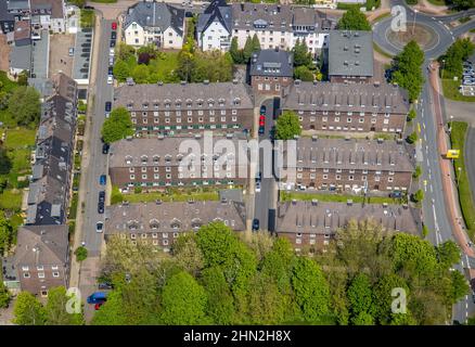 Photographie aérienne, logement à den Bieerhöfen, Velbert, région de la Ruhr, Rhénanie-du-Nord-Westphalie, Allemagne, DE, Europe, impôt foncier, immobilier, rond Banque D'Images