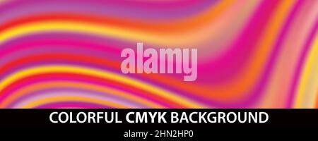 Abstrait rayé flou arrière-plan coloré avec vague de couleurs vives. Motif graphique vectoriel multicolore. Couleurs CMJN Illustration de Vecteur