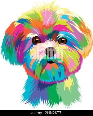 Tête de petit chien de couleur en art pop Illustration de Vecteur