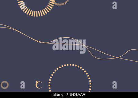 Arrière-plan moderne avec éléments abstraits et formes dynamiques avec arrière-plan sombre. Lignes et cercles. Modèle de conception pour les idées créatives. Banque D'Images