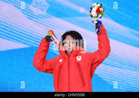 Ayumu Hirano (JPN), 11 FÉVRIER 2022 - snowboard : cérémonie de la Médaille Halfpipe des hommes lors des Jeux Olympiques d'hiver de Beijing 2022 à la place de la Médaille Zhangjiakou à Zhangjiakou, Hebei, Chine. (Photo par AFLO SPORT) Banque D'Images