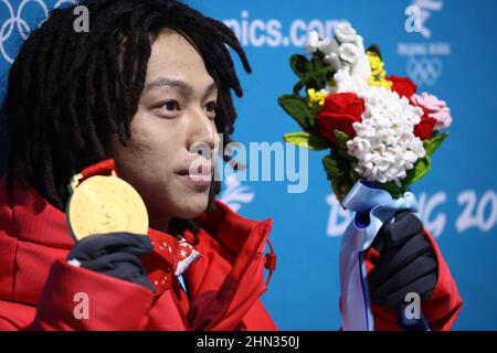 Ayumu Hirano (JPN), 11 FÉVRIER 2022 - snowboard : cérémonie de la Médaille Halfpipe des hommes lors des Jeux Olympiques d'hiver de Beijing 2022 à la place de la Médaille Zhangjiakou à Zhangjiakou, Hebei, Chine. (Photo par AFLO SPORT) Banque D'Images