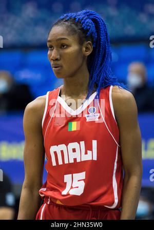 Belgrade, Serbie, le 13th février 2022. Aminata Traore du Mali réagit lors du match de qualification de la coupe du monde de basket-ball de la FIBA entre le Nigeria et le Mali à Belgrade, en Serbie. 13 février 2022. Crédit : Nikola Krstic/Alay Banque D'Images