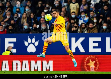 Barcelone, Espagne. 13th févr. 2022. Ferran Torres (FC Barcelone) lors du match de football de la Liga entre le RCD Espanyol et le FC Barcelone, au stade Cornella-El Prat, le 13 février 2022 à Barcelone, Espagne. Foto: SIU Wu. Credit: dpa/Alay Live News Banque D'Images