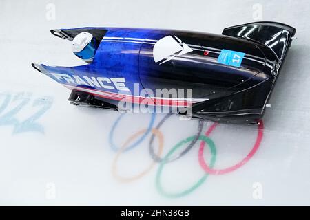 Yanqing, Chine. 14th févr. 2022. Jeux olympiques, bobsleigh, monobob, femmes, 3rd chaleur, Au Centre National de Sliding, Margot Boch de France en action. Credit: Michael Kappeller/dpa/Alay Live News Banque D'Images