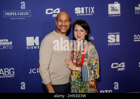 Los Angeles, États-Unis. 13th févr. 2022. Elle Key, Keegan-Michael Key assistez à la partie Sports Illustrated Super Bowl au Century City Park le 12 février 2022 à Los Angeles, en Californie. Photo: Shea Flynn/imageSPACE crédit: Imagespace/Alamy Live News Banque D'Images