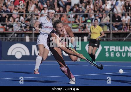 Capitale fédérale, Buenos Aires, Argentine. 13th févr. 2022. Les Lionesses ont dépassé la Belgique. Comme samedi, il était encore 3-1 dans la deuxième apparition dans la FIH Pro League. (Credit image: © Roberto Almeida Aveledo/ZUMA Press Wire) Banque D'Images