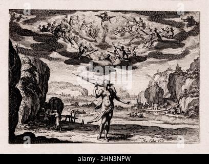 Gravure de Jacques Callot (1592-1635), Pandore. 1625-1626 Pandore est une déesse qui a apporté la souffrance et l'espoir à la Terre. Jacques Callot (c. 159 Banque D'Images