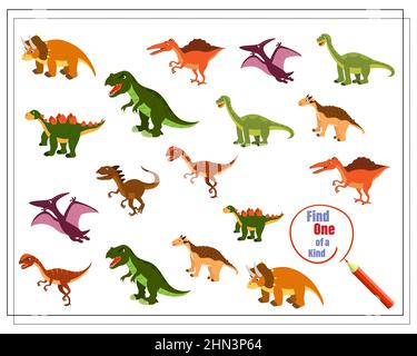 Le jeu logique des enfants trouve celui d'un genre. Dinosaures et leurs enfants. Vecteur isolé sur fond blanc Illustration de Vecteur