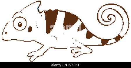 Caméléon en forme de doodle simple sur fond blanc illustration Illustration de Vecteur