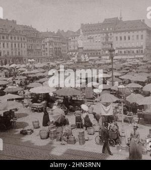 Photo d'époque du jour du marché à Dresde. Allemagne. 1900s Banque D'Images