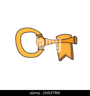Icône de clé dorée. Illustration d'un dessin animé clé dorée pour coffre au Trésor. Ressources de l'interface utilisateur du jeu Illustration de Vecteur