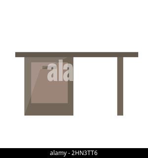 Table de bureau. Couleurs marron. Icône plate simple sur fond blanc. Illustration de Vecteur